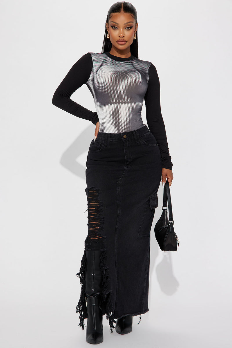 Hot Girl All Year Long Sleeve Bodysuit - Black/White | Fashion Nova ...