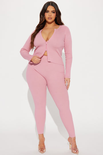 Wrong Way Sweater Pant Set - Pink