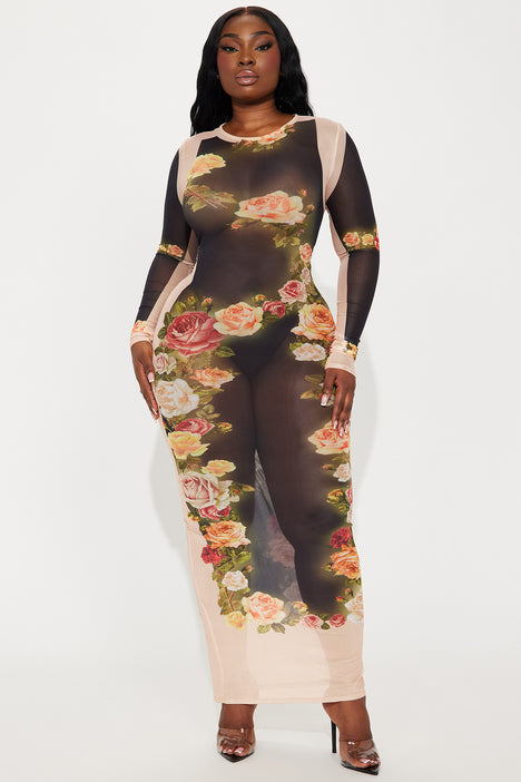 Venus Mesh Maxi Dress - Tan/Multi, Fashion Nova, Dresses