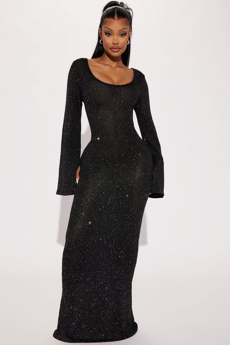 Cherri Sequin Sweater Maxi Dress - Black | Fashion Nova, Dresses ...