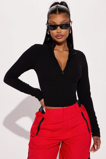 Safiya Zip Front Bodysuit - Black, Fashion Nova, Nova Vintage