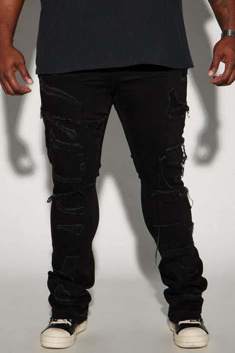 Can I Cargo Stacked Skinny Flare Jeans - Black