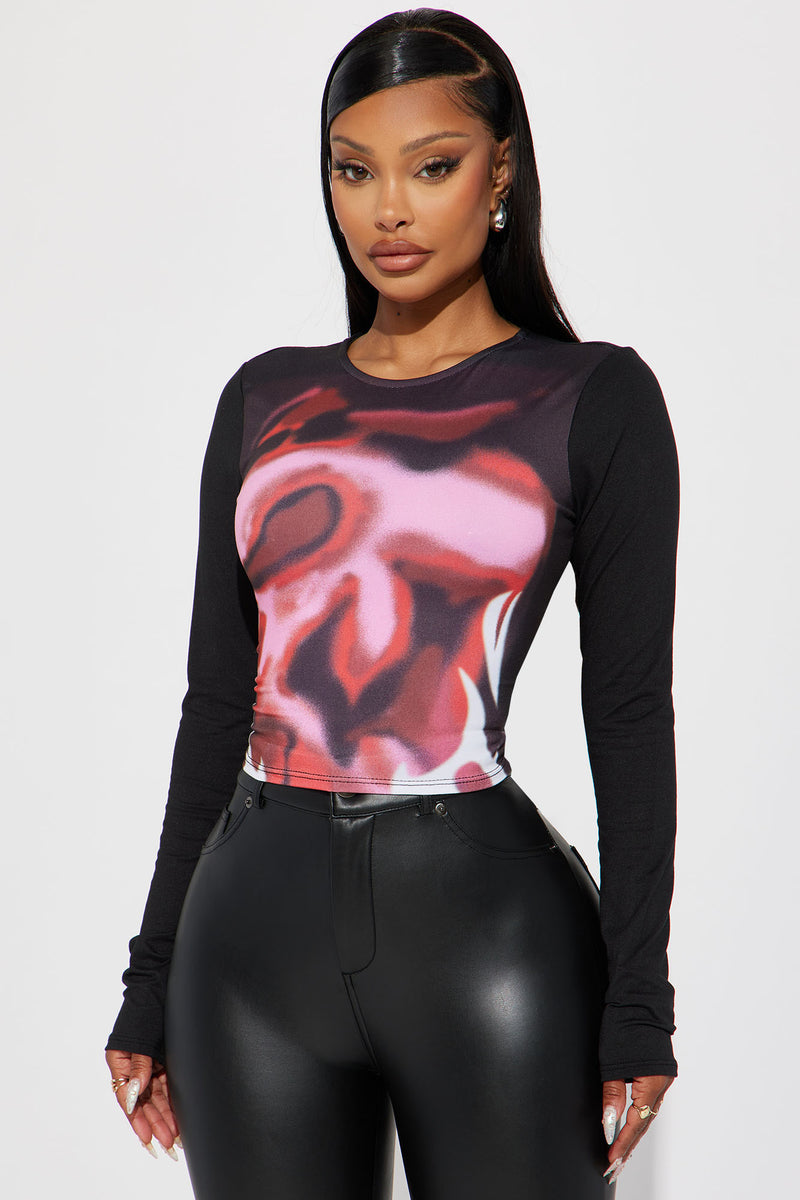 Body Is An Art Long Sleeve Top - Red/combo | Fashion Nova, Knit Tops ...