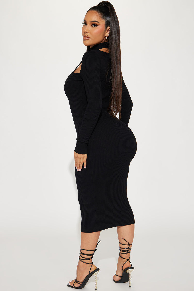 Alex Sweater Midi Dress - Black | Fashion Nova, Dresses | Fashion Nova