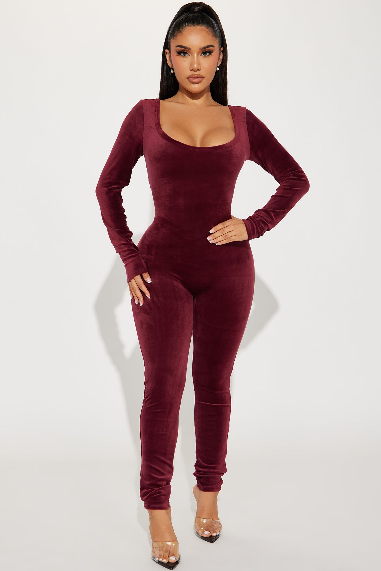 Velour jumpsuit cheap fashion nova