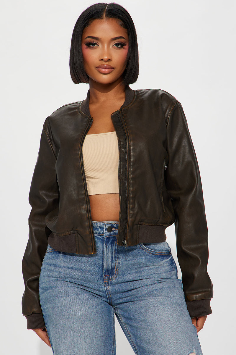 Tough Love Babe Washed Faux Leather Jacket - Brown | Fashion Nova ...