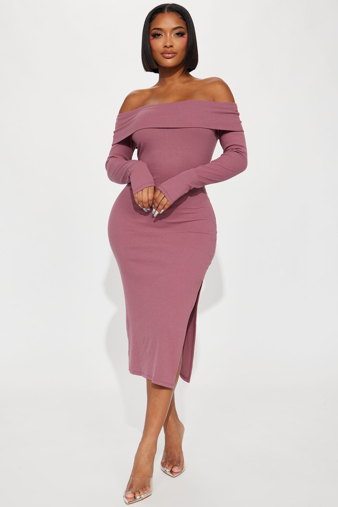 Midi shop mauve dress