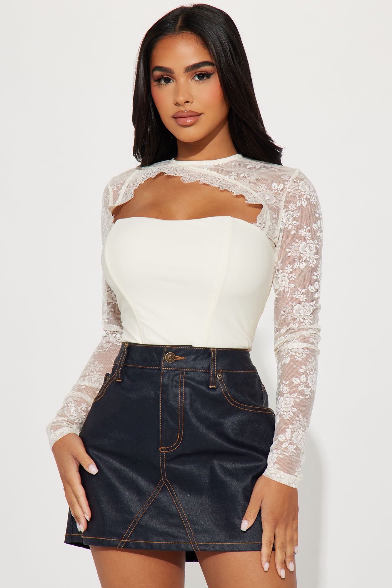 Women's Thriving With You Corset Top in Cream Size Small by Fashion Nova