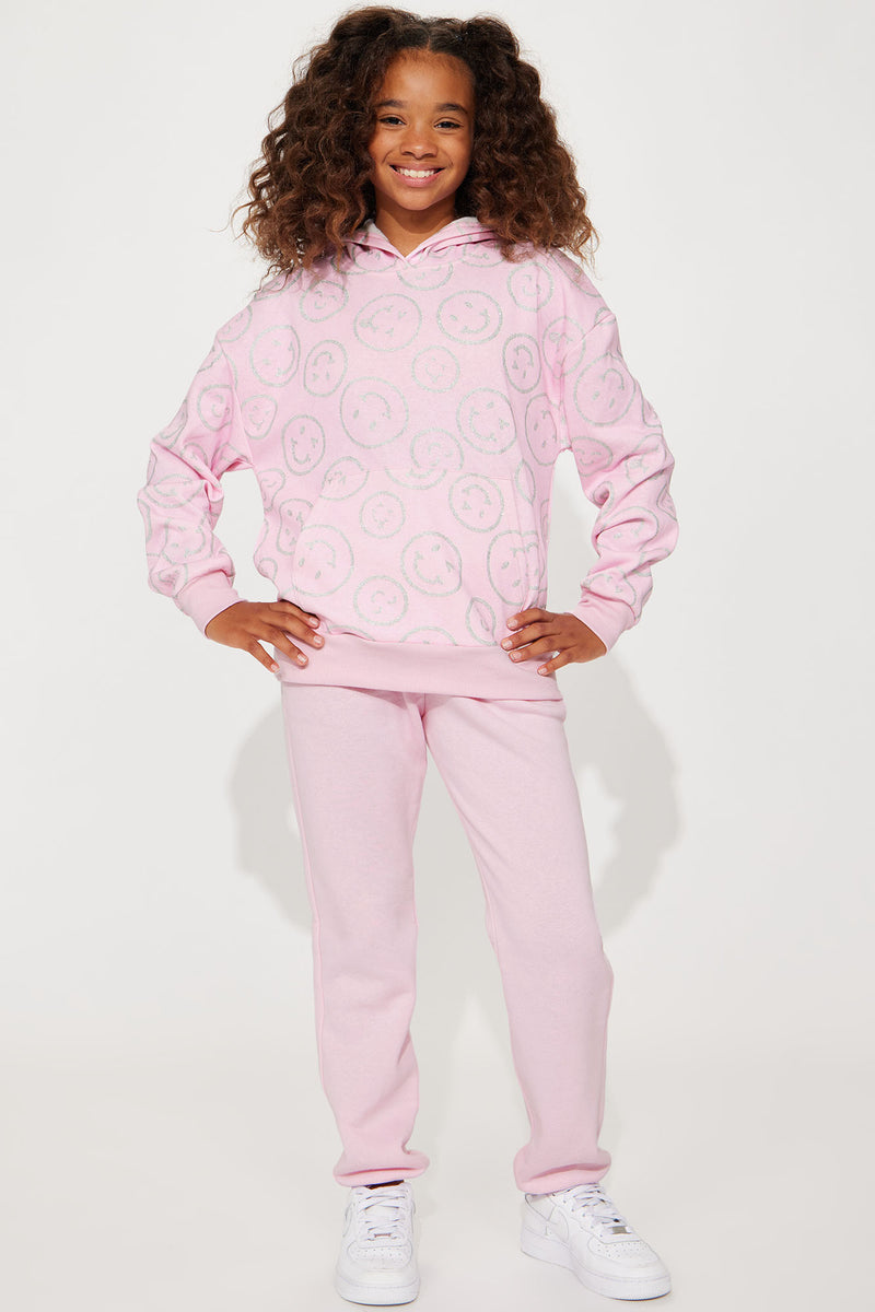 Mini Glitter Smiley Fleece Jogger Set - Pink | Fashion Nova, Kids Sets ...