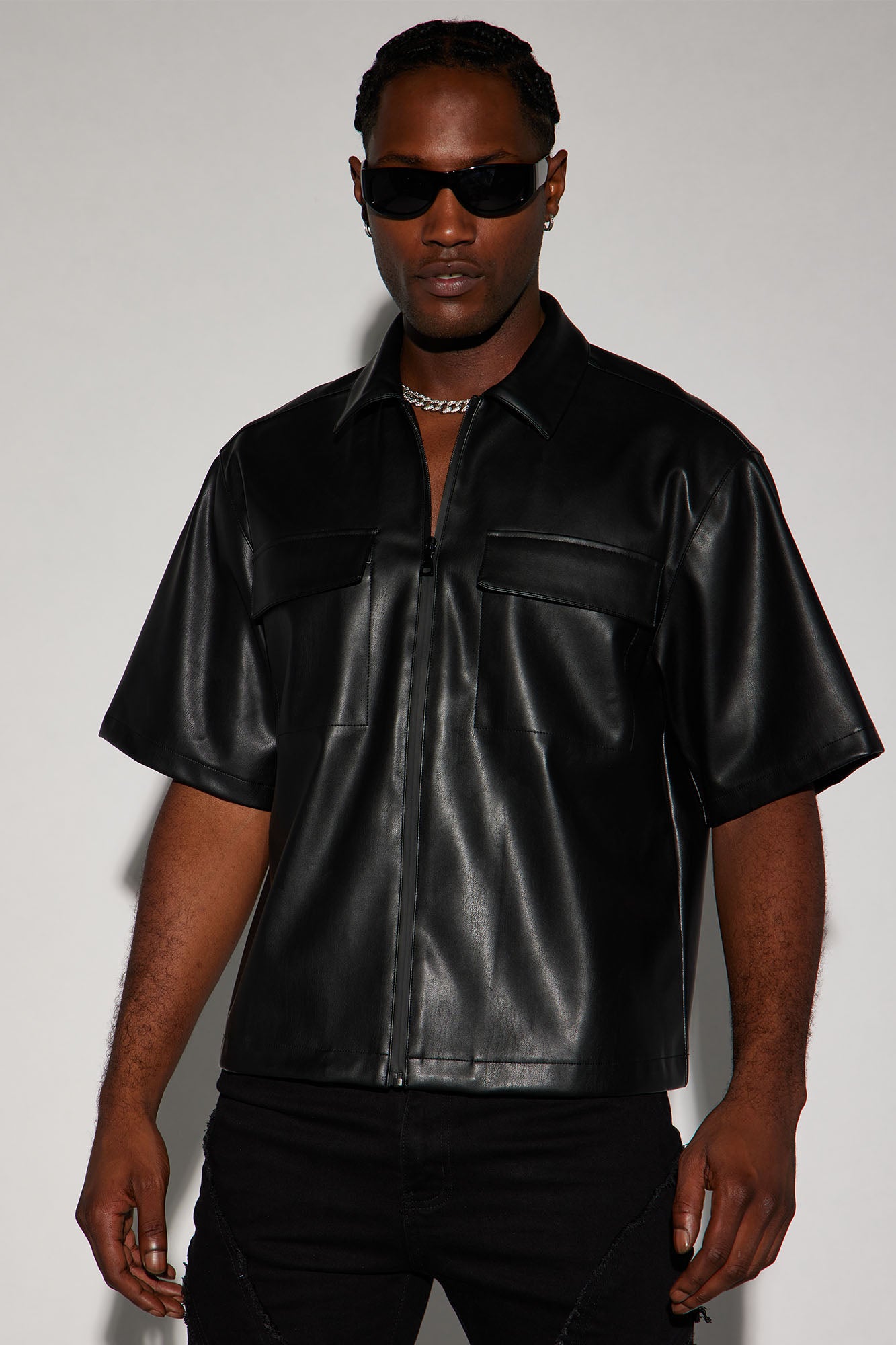 Men's Faux Leather Crossbody Bag in Black by Fashion Nova
