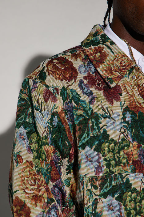 Bellevue Floral Tapestry Work Jacket - Taupe/combo, Fashion Nova, Mens  Jackets