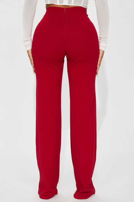 Tall Victoria High Waisted Dress Pants - Red