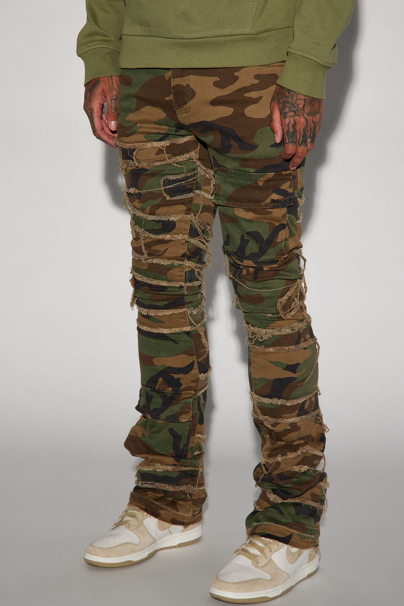 Cant See Me Fray Stacked Skinny Flare Pants - Camouflage | Fashion Nova ...