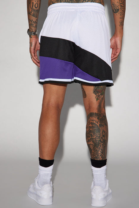 Men's Lakers On The Bias Mesh Shorts Combo in Purple Size Large by Fashion Nova