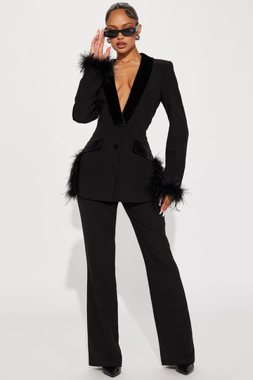 Believe It Blazer Pant Set - Black, Fashion Nova, Matching Sets