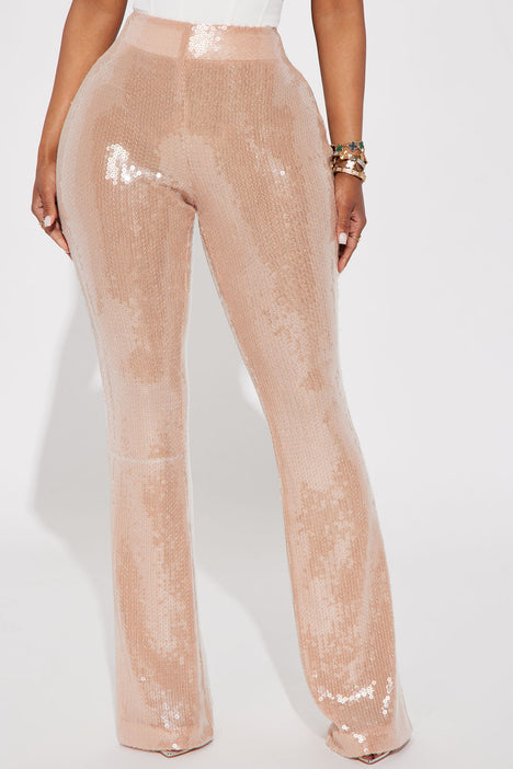 Outshining Sequin Flare Pant - Taupe, Fashion Nova, Pants