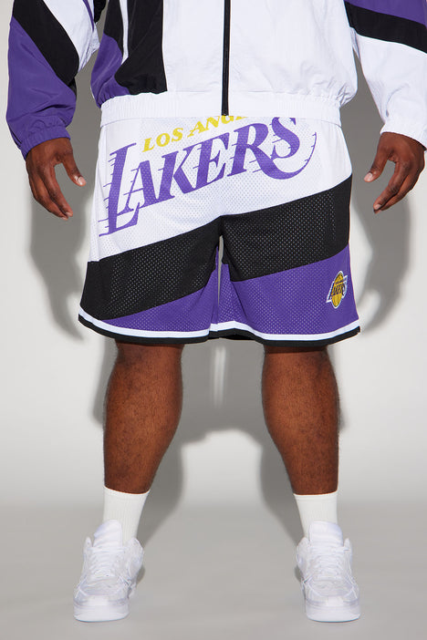 Men's Lakers Step Back Mesh Shorts in Black Size 3XL by Fashion Nova