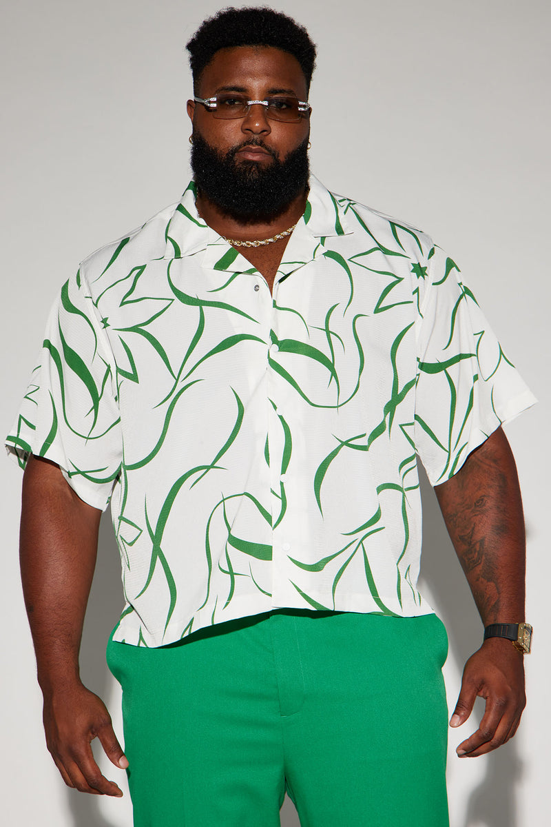 Sweet Leaf Cropped Button Up Shirt - Cream/combo | Fashion Nova, Mens ...