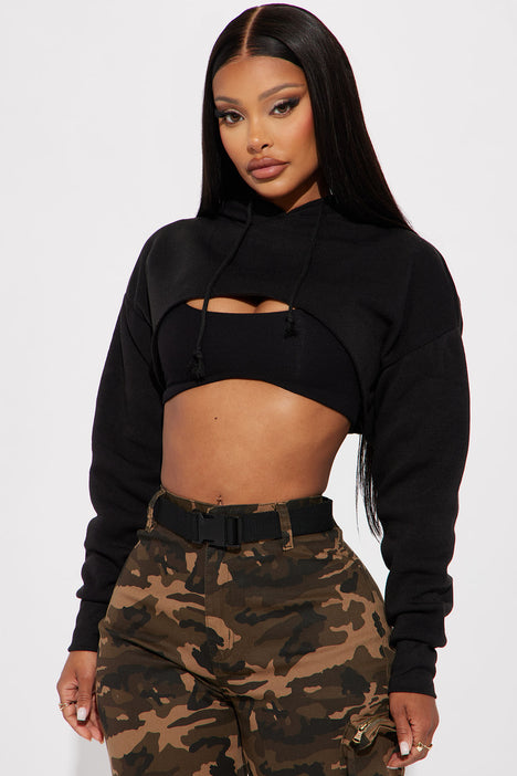 Black Knitted Super Cropped Sweater