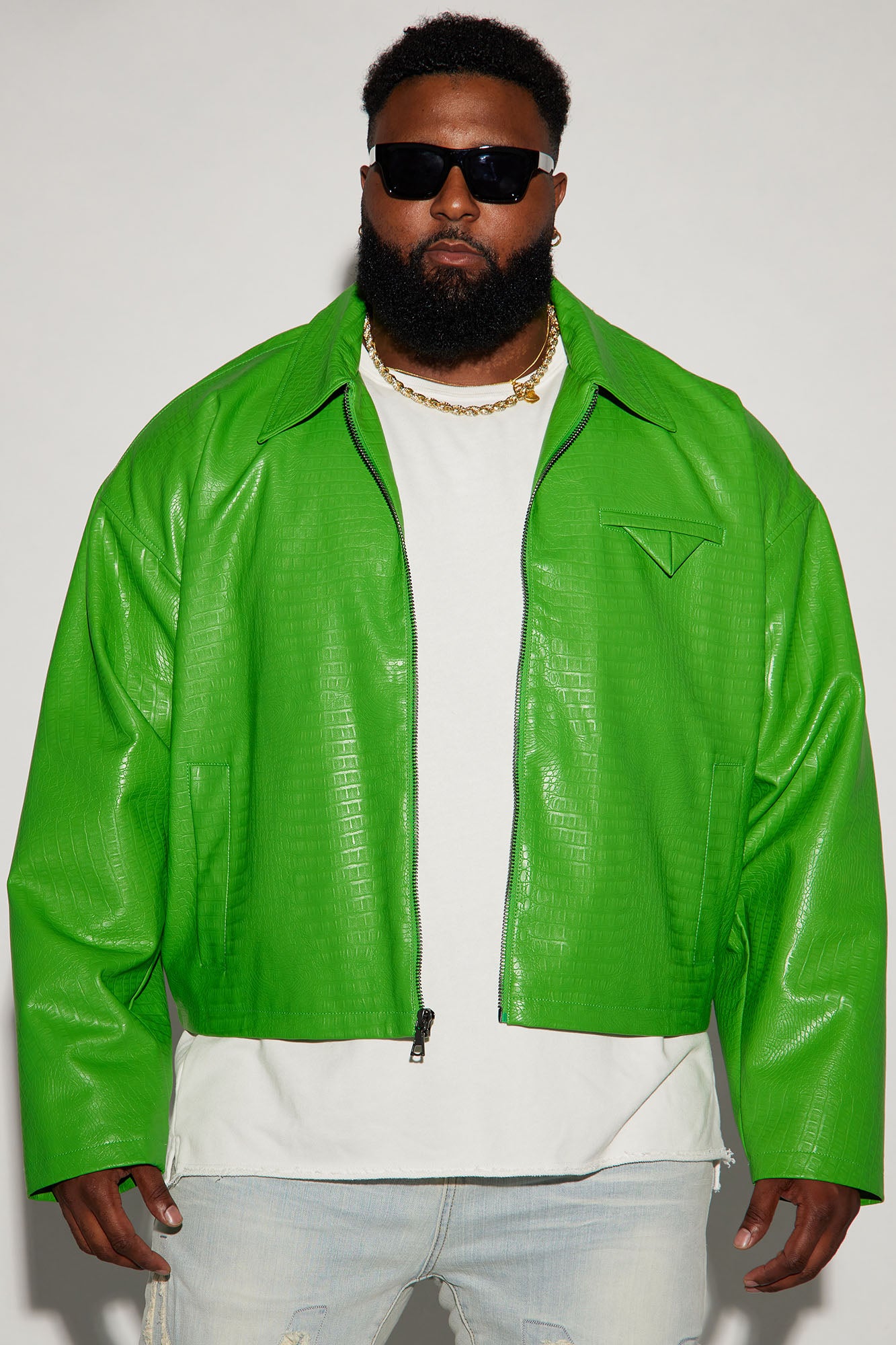 green leather jacket men