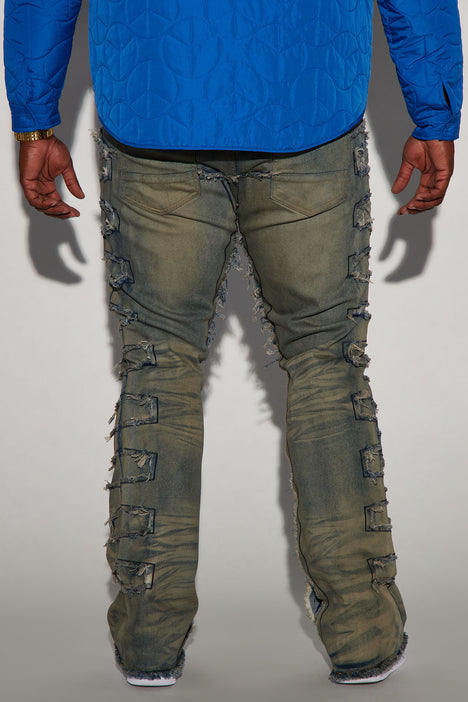 Through It Ripped Skinny Flared Jeans - Vintage Blue Wash