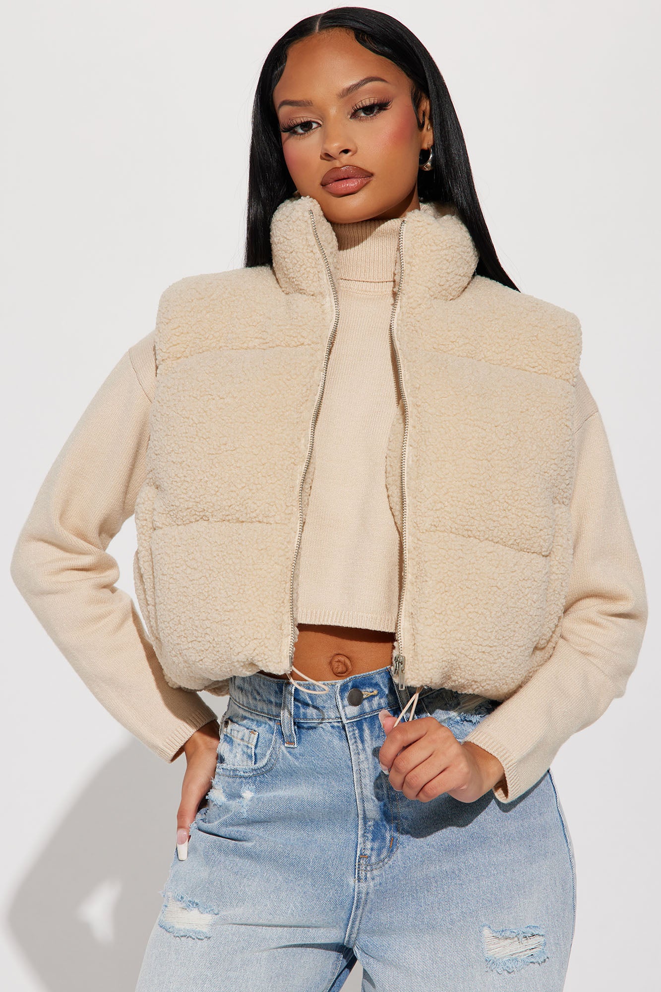 Beige sale sherpa vest