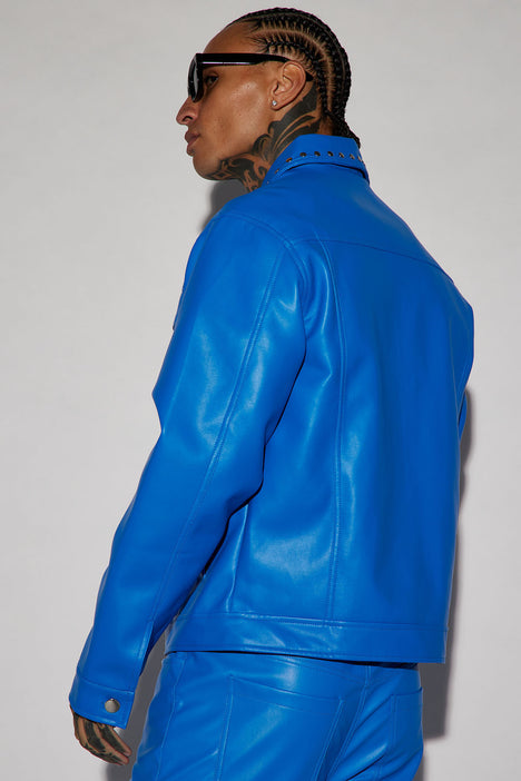 Men's Blue Leather & Faux Leather Jackets