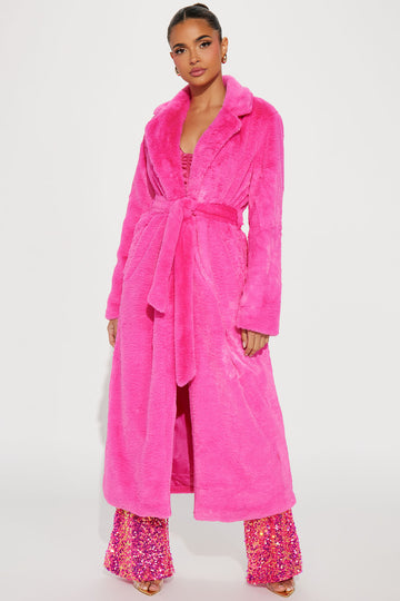 Luxe Life Faux Fur Coat - Hot Pink, Fashion Nova, Jackets & Coats