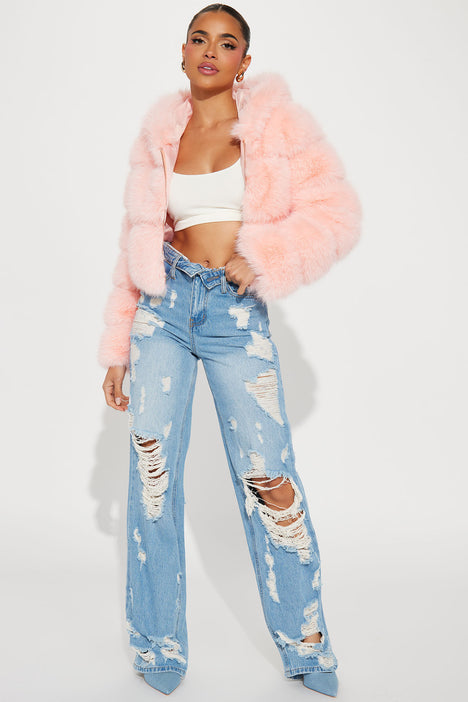 Extra Faux Fur Coat - Pink