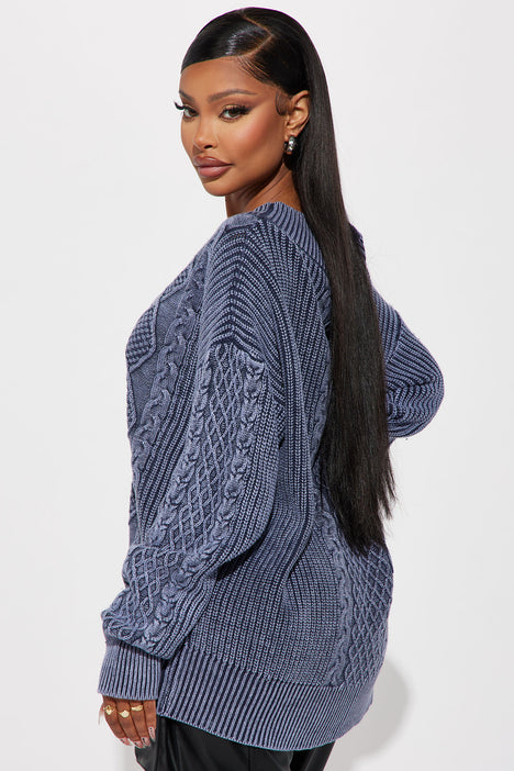 She's Cool Cable Knit Sweater - Grey