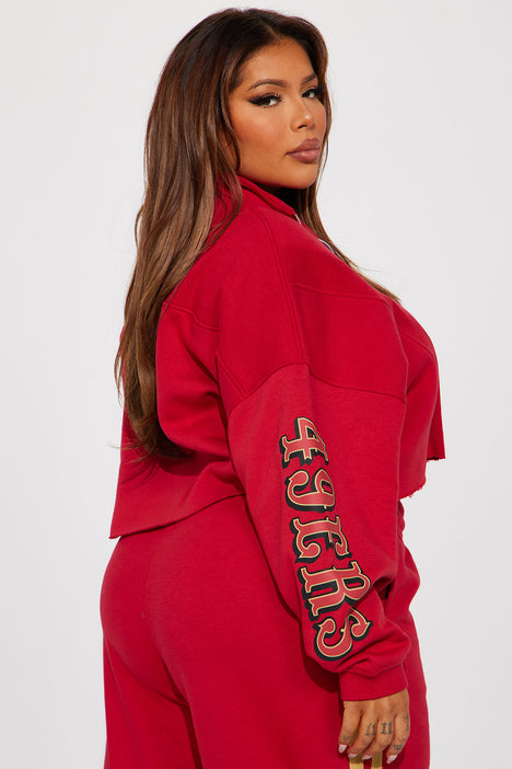 49ers Second Half Come-Back Zip Sweatshirt - Red, Fashion Nova, Screens  Tops and Bottoms