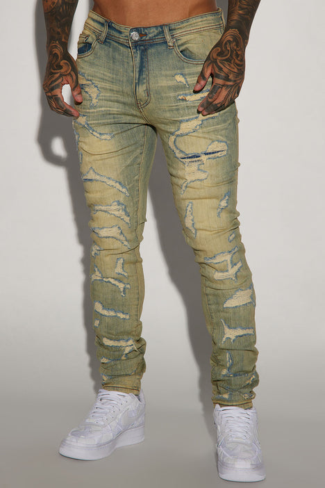 Men's Skinny Jeans Stretch Ripped Slim Fit Camouflage Denim Pants  S/M/L/XL/XXL 