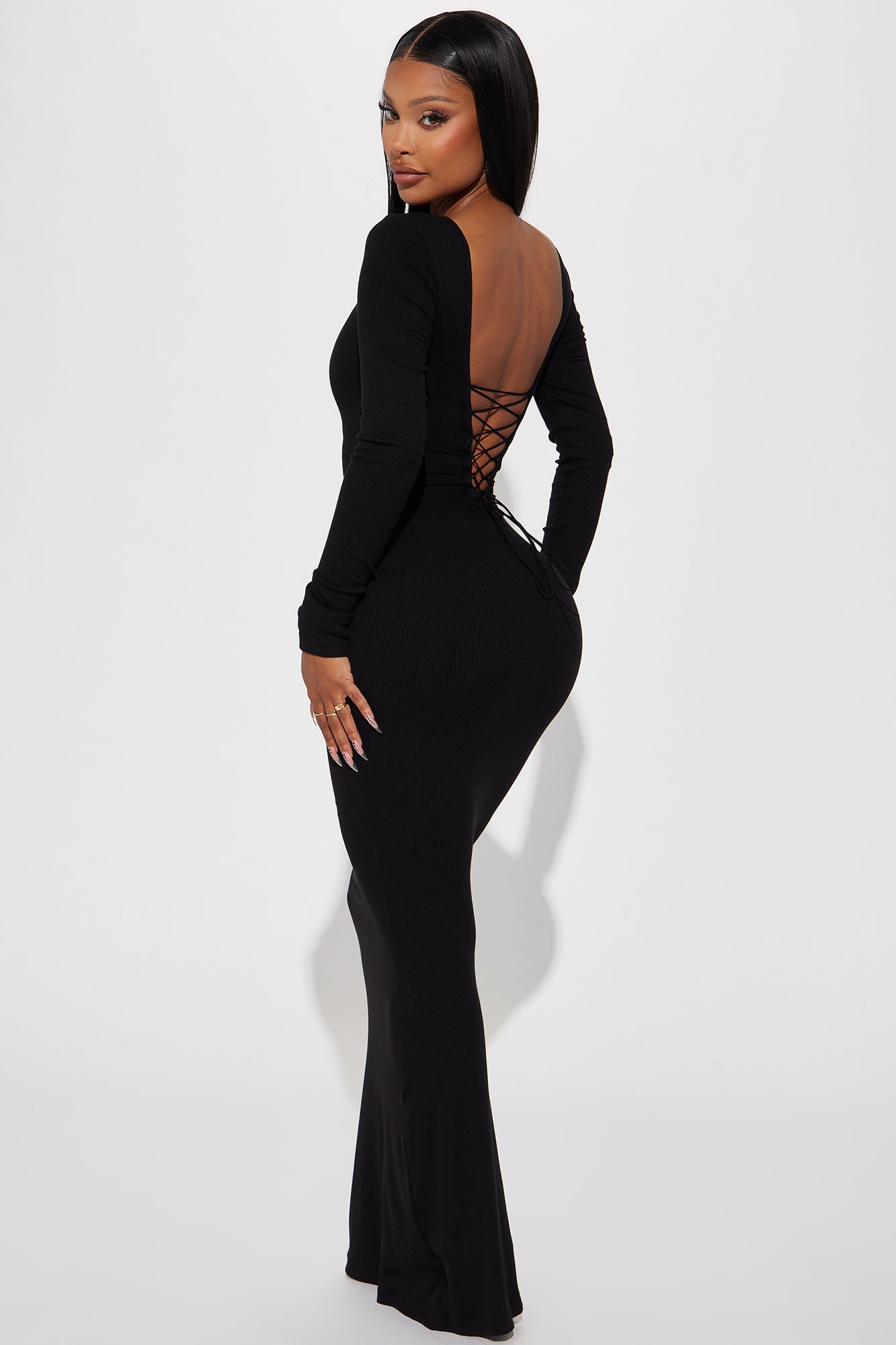 Secret Shapewear long sleeve maxi dress- Black – Shape Wear Shop