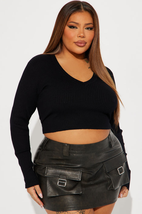 Top Notch Ribbed Crop Top - Black, Fashion Nova, Knit Tops