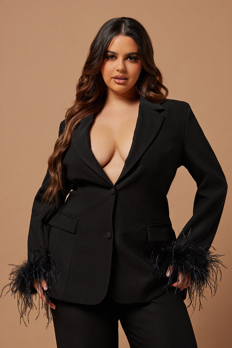 Shein Plus Size Black Blazer Business Suit Pants Set, Women's Fashion,  Dresses & Sets, Sets or Coordinates on Carousell
