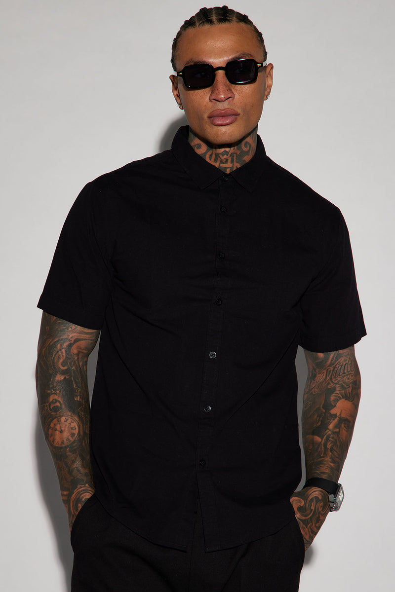 Ryland Short Sleeve Button Up Shirt - Black | Fashion Nova, Mens Shirts ...