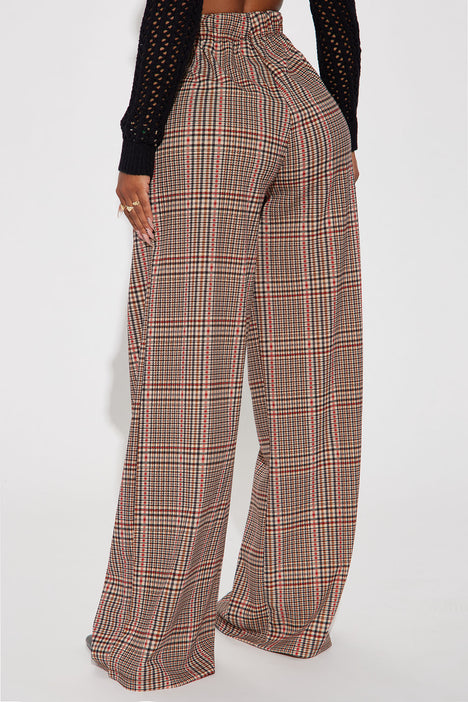 Unique Bargains Women's Plaid Trousers Button Casual Tartan Check Work Pants  S Black - Walmart.com