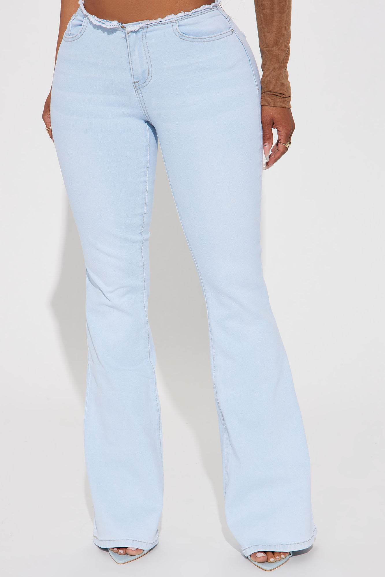 Totally Trendy Frayed Low-Rise Flare Jeans
