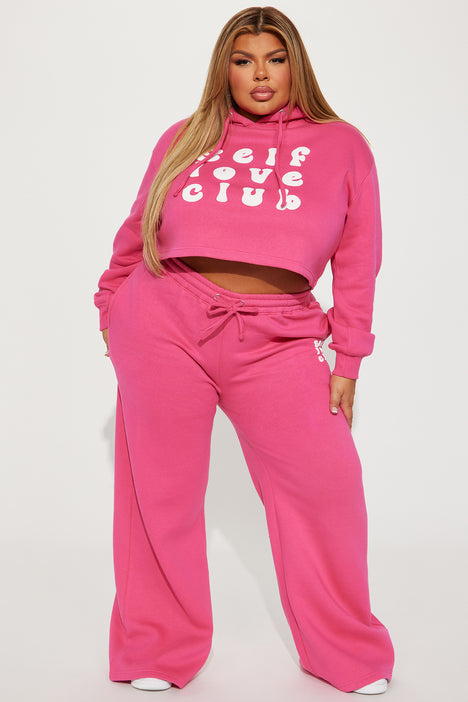 Self Love Club Wide Leg Sweatpants - Pink, Fashion Nova, Screens Tops and  Bottoms