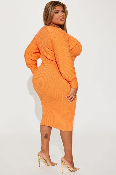 Fashion Nova 3X plus size orange always doing me midi dress NWT