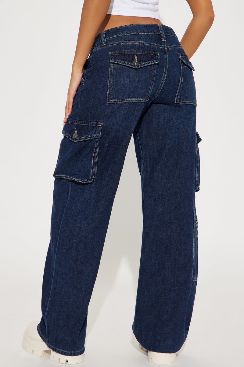 Without Fail Cargo Jeans - Dark Wash | Fashion Nova, Jeans | Fashion Nova