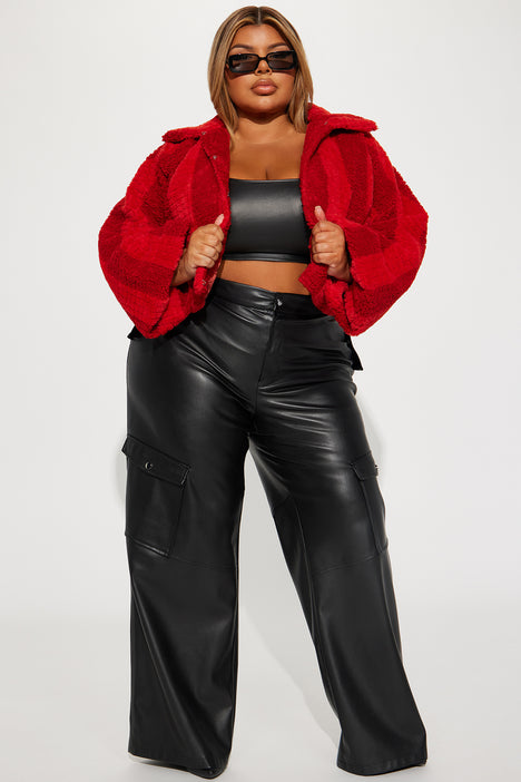 Hot Babe Faux Fur Jacket - Red/combo, Fashion Nova, Jackets & Coats