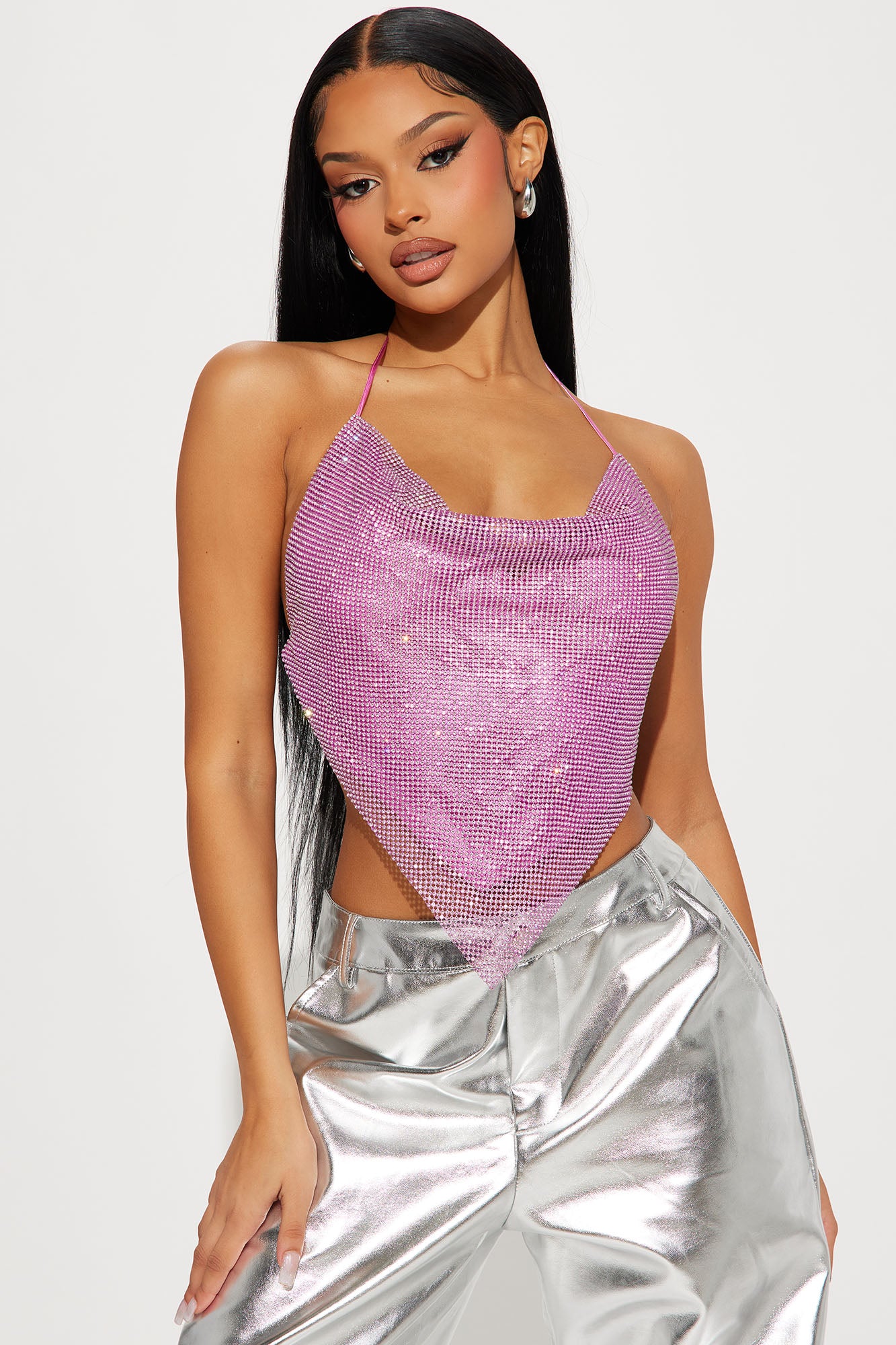 On The Town Sequin Bra Top - Silver