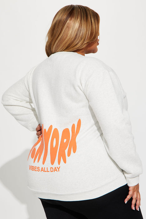 New York Puff Print Sweatshirt | Heather Bottoms - Tops Fashion Nova, Screens Fashion and Nova | Grey