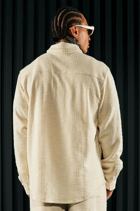 Dean Textured Long Sleeve Button Up Shirt - White, Fashion Nova, Mens  Shirts