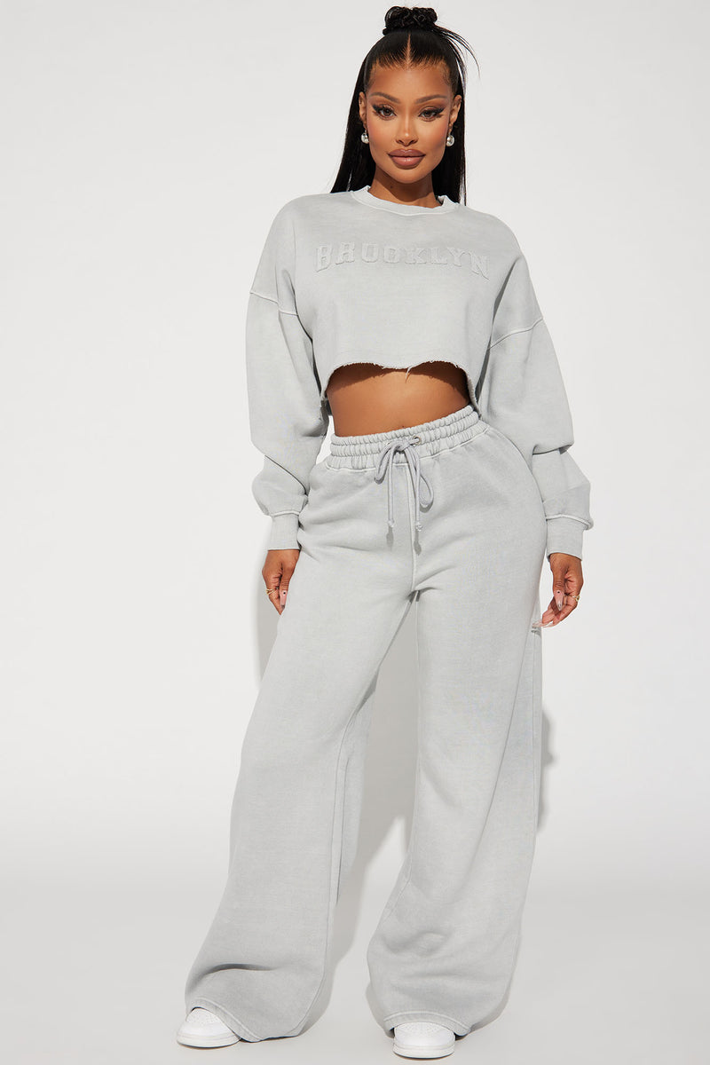 Brooklyn Baby Embroidered Wide Leg Sweatpants - Grey | Fashion Nova ...