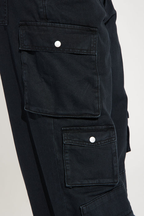 Hit The Town Washed Cargo Pant - Black