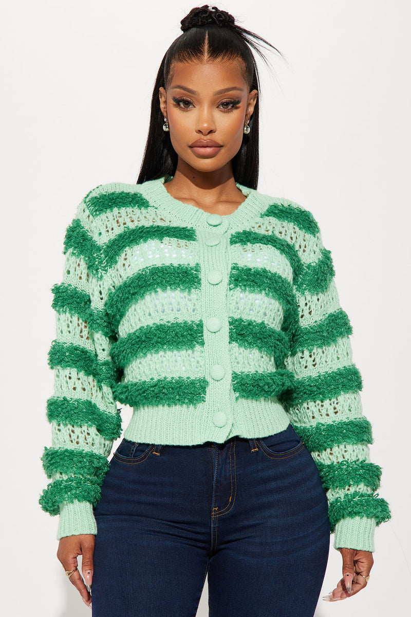 Minty Mood Crochet Cardigan Sweater - Mint/combo | Fashion Nova ...