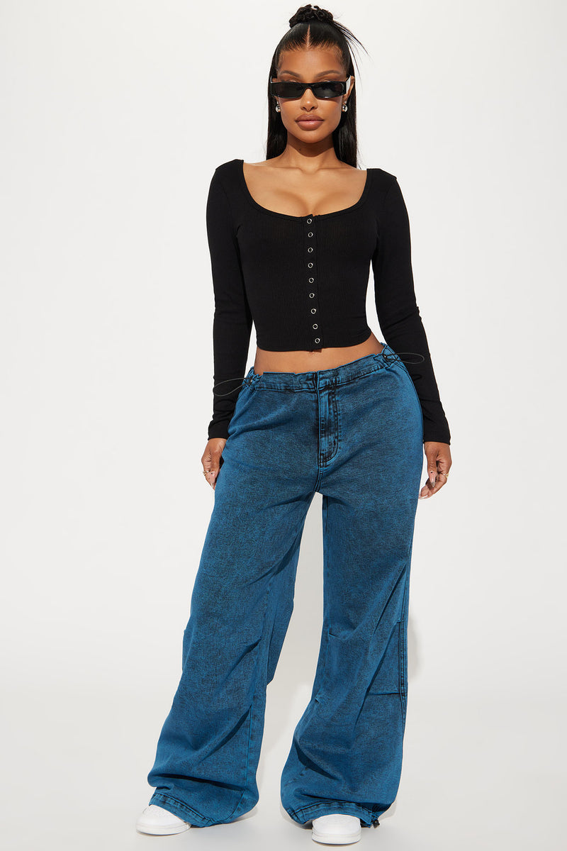 Dakota Long Sleeve Crop Top - Black | Fashion Nova, Basic Tops ...