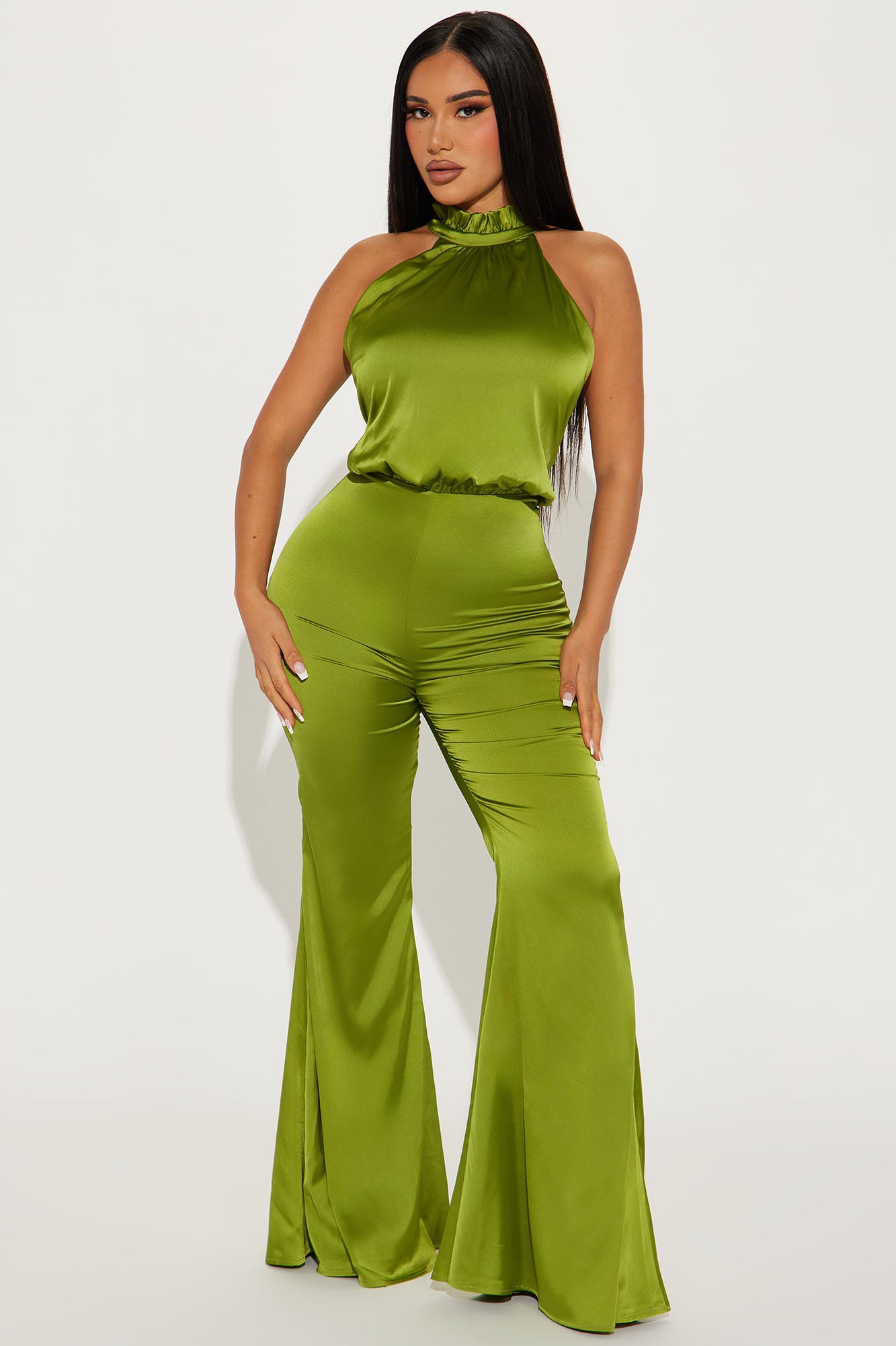 All I Ever Wanted Satin Jumpsuit - Chartreuse, Fashion Nova, Jumpsuits
